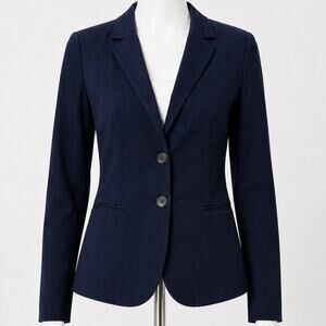 Ann Taylor Navy Blazer Size 12 Tailored Career Jacket